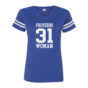 Proverbs 31 Women's Football V-Neck Fine Jersey Tee